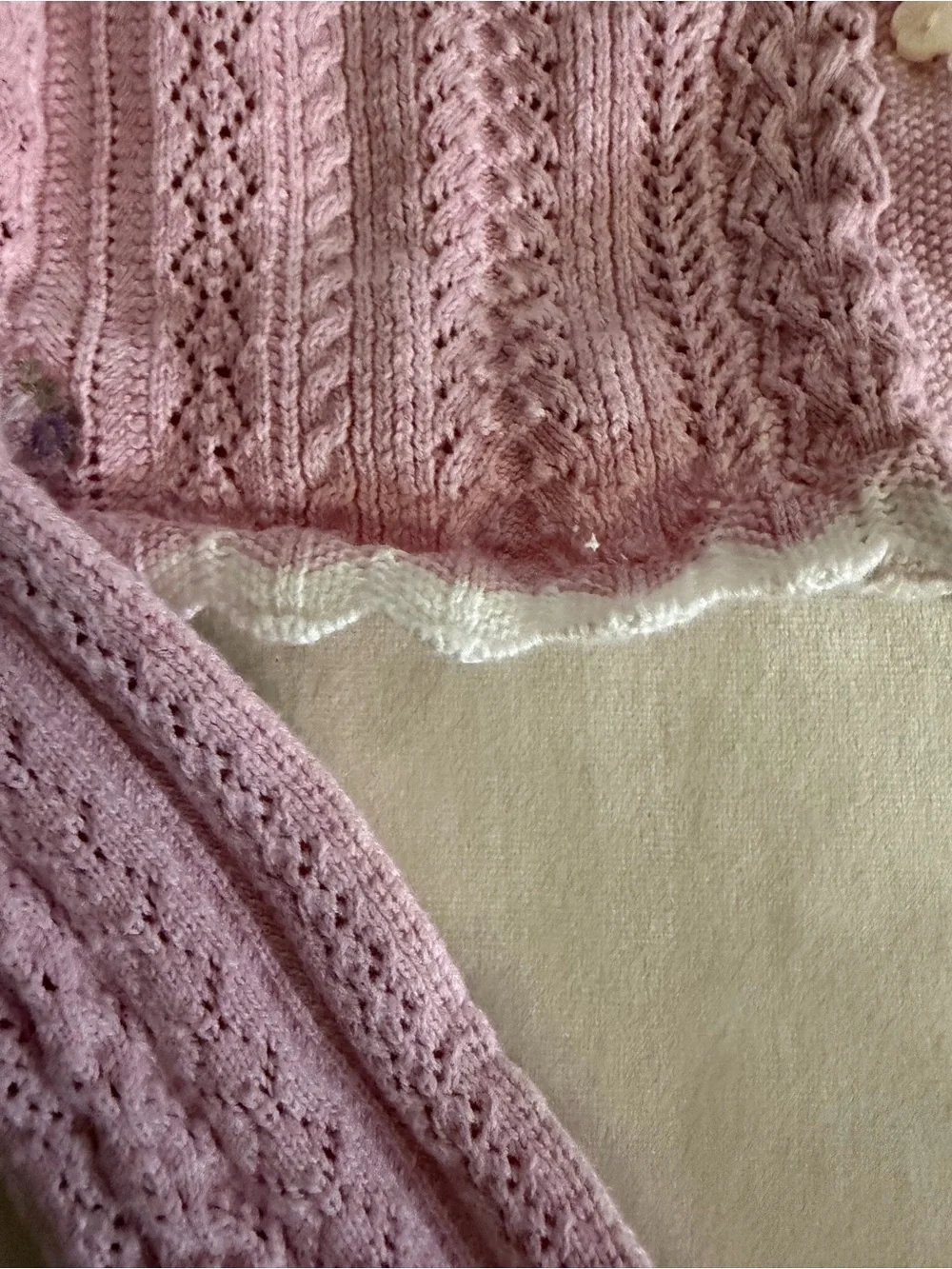 Polo by Ralph Lauren Pink Cropped Cable Knit Cardigan, sz M (8-10)
